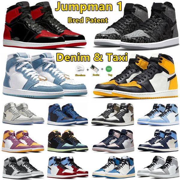 

jumpman 1 high og 1s mens basketball shoes bred patent unc blue denim taxi dark mocha bordeaux shadow 2.0 rebellionaire georgetown women men