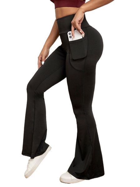 

softness phone pocket flare leg sports pants t7dh#, Gray