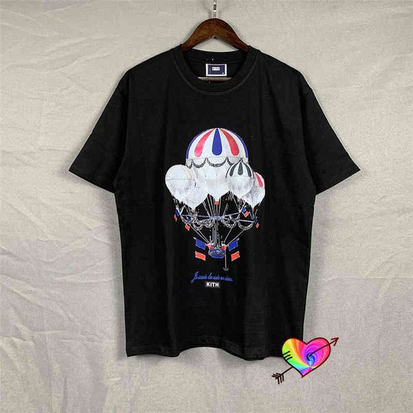 T-shirt kith Nero Kith Rose t 2022 Uomo Donna Alta qualità Fire Balloon Graphic Tee Top casual in cotone manica corta