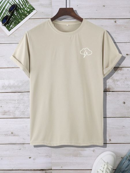 

men clouds & lightning print tee q7l4#, White;black