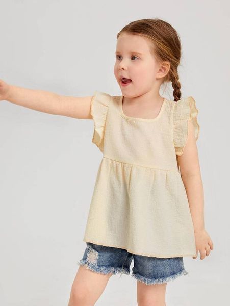

toddler girls ruffle sleeve peplum blouse she, White;black