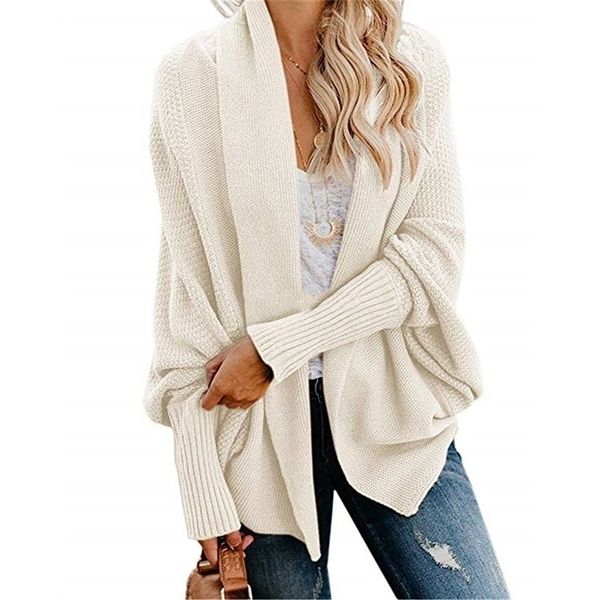 

winter women sweaters casual batwing sleeve kintted autumn winter women cardigan ladies fashion clothes pull femme 201203, White;black