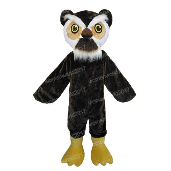 Costume da mascotte gufo marrone di Halloween Costume da personaggio dei cartoni animati di alta qualità Completo da adulto unisex Vestito da carnevale di Natale