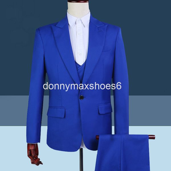 

men's suits & blazers men's business casual suit set three piece slim fit youth wedding dress, White;black