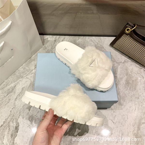 

with low discount designer p's hairy slippers for women wear in, Black