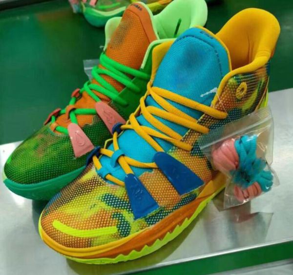

kyries 7s mens basketball shoes kyrie 5 special-fx pale ivory anime hip hop horus brown green irving  trainers outdoor sports sneakers soun, Black
