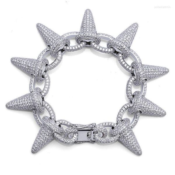 Spikes Brivet Stud Mens Charm Bracelets 2022 Iced Out Золотой серебряный цвет для мужчин хип -хоп/панк