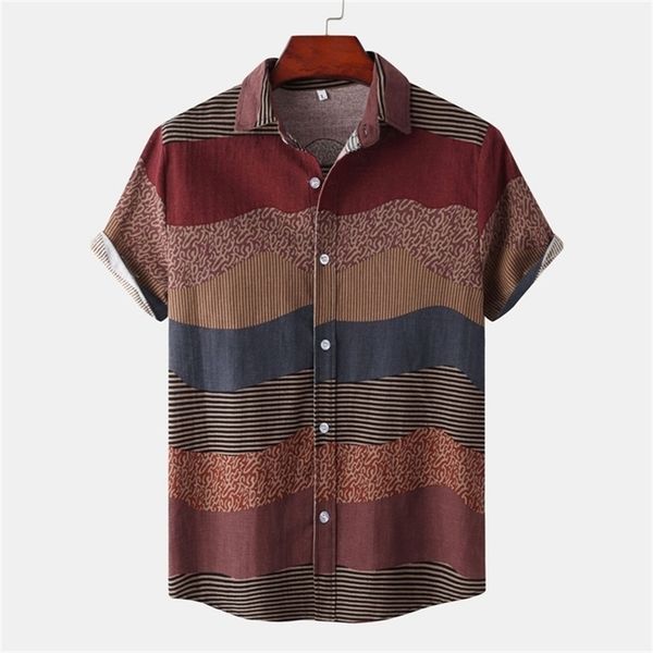 

mens shirt vintage ethnic style printing loose short sleeve casual shirts daily wearing office blouse chemise homme 220810, White;black