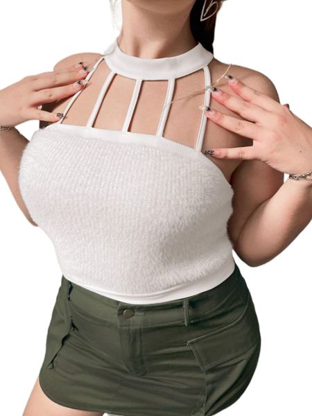 

plus cut out fuzzy tank s4g2#, Black
