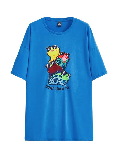 

x ishali art cartoon & slogan graphic tee c6vl#, White