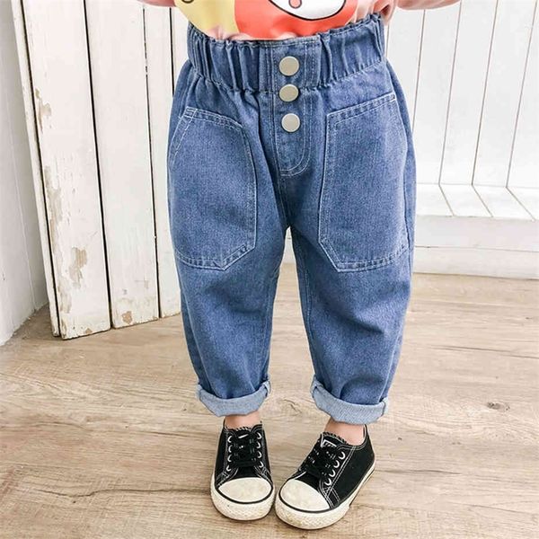 

baby jeans solid color toddler jeans spring autumn jeans infantil casual style girls clothes 210412, Blue