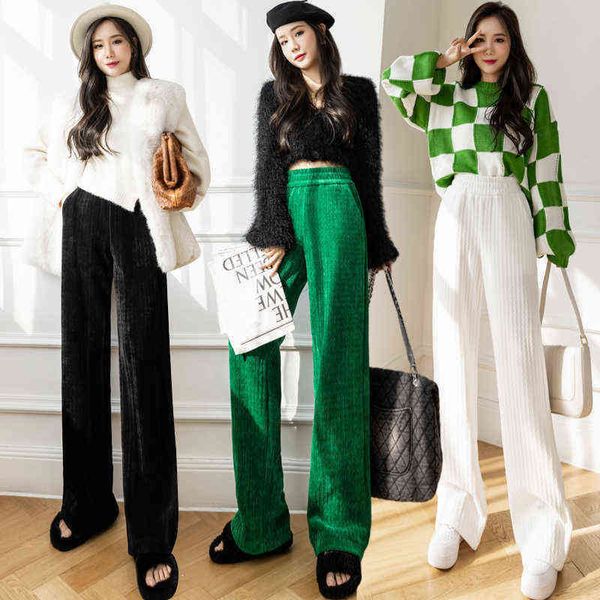 

pantalones de pierna ancha lana autntica para mujer pantaln holgado e informal cintura alta jacquard color ver invierno 221225, Black;white