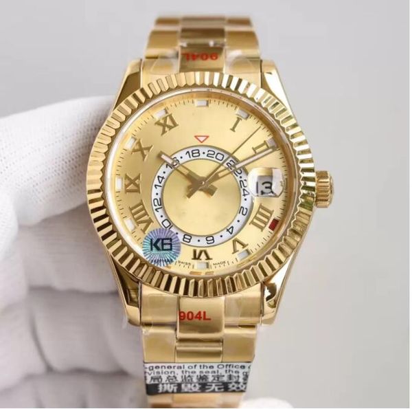 

sky dweller men's watch 42mm 9001 automatic mechanical movement scale 12 small window red dot adjustable sapphire mirror date month cal, Slivery;brown