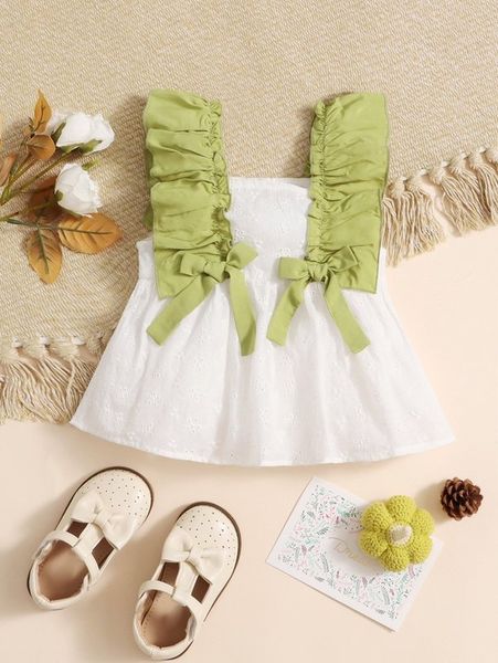 

baby bow front ruffle trim she, Blue