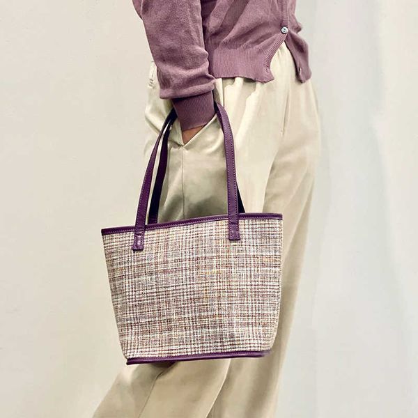 

bag women 2022 new versatile high-capacity line printed portable tote bag high-grade texture niche single shoulder bag