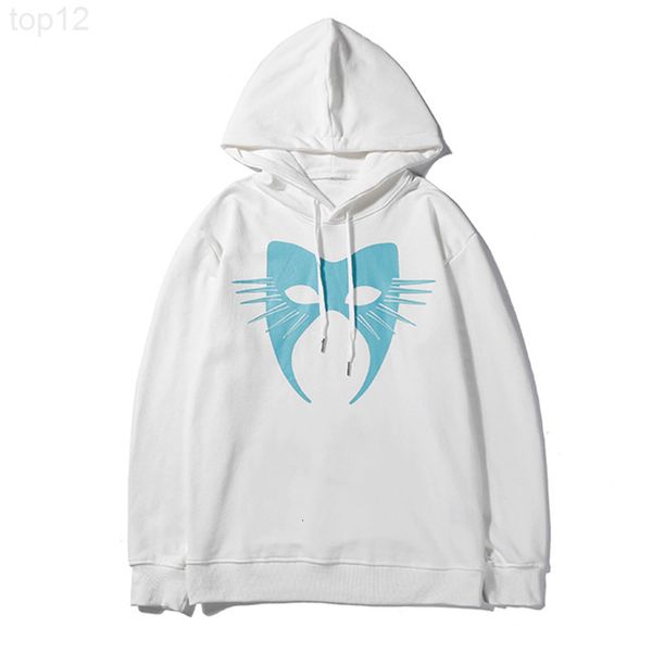 

hoodie famous hip hop cat print sweatshirts men women pullovers streetwear stylist hoodies black white