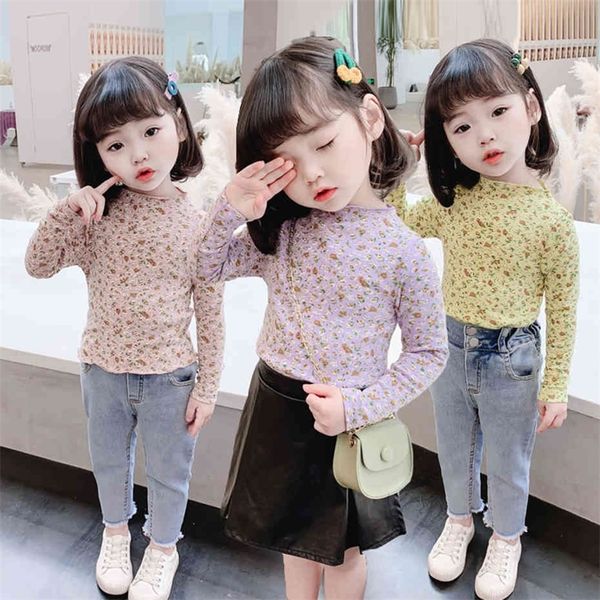 

toddler baby girl t-shirts floral pattern tshirt girl casual style kids spring autumn girls clothing 210412, White;black