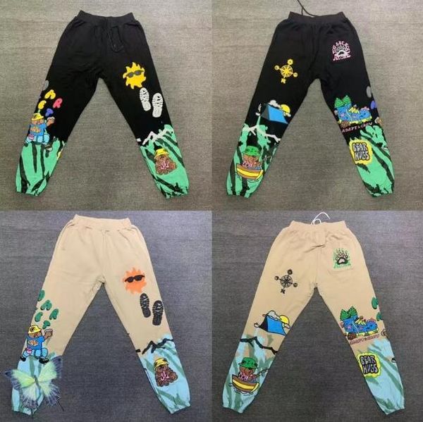 

casual print back pocket men women sweatpants, Black