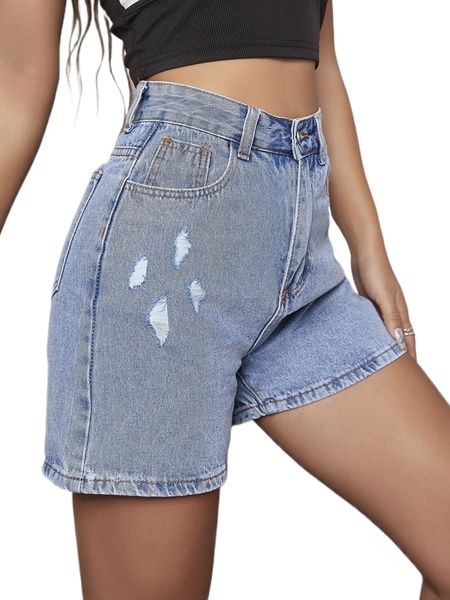 

high waist ripped denim shorts s1lt#, White;black
