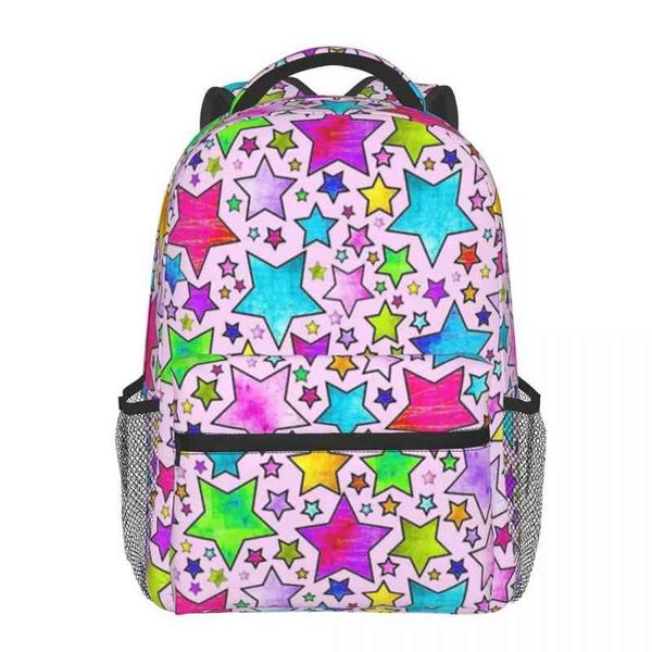 

men women stars electric grunge pink frosting backpack kids lapbackpack bags large capacity rucksack aa220316