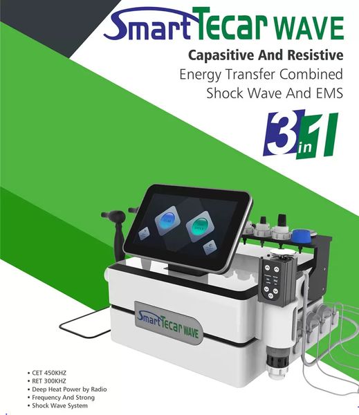 Taşınabilir Akıllı TECAR WAVE sağlık Aygıtları 3'ü 1 arada EMS ShockWave Terapi ED tedavisi Yüksek kaliteli makine sporu yaralanması ağrı kesici fizyoterapi Güzellik Ekipmanları