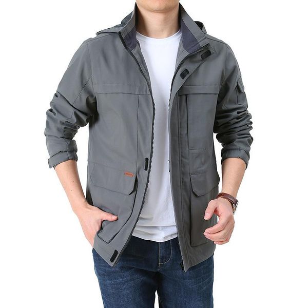 Giacche da uomo Giacca a vento casual multitasche Giacca a collo alto Primavera/Autunno Moda uomo Outdoor Giacca da lavoro militare ad asciugatura rapida