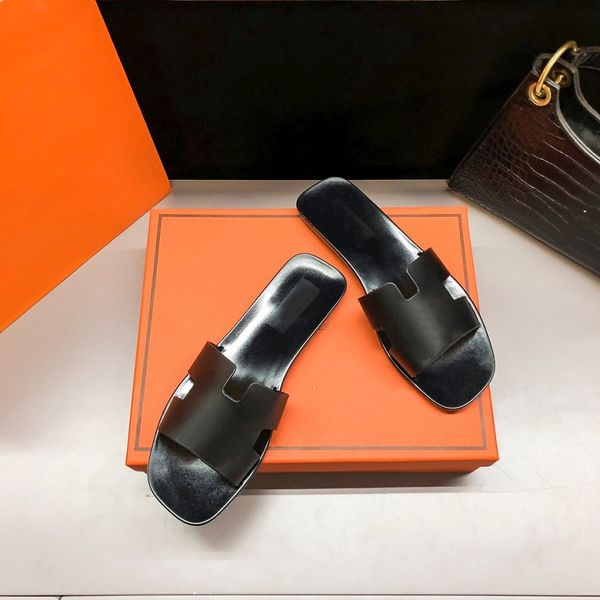 

with box classics woman shoes slipper leather flat sandals fashion slides slide rubber ladies beach women slippers shoe10 2-75, Black