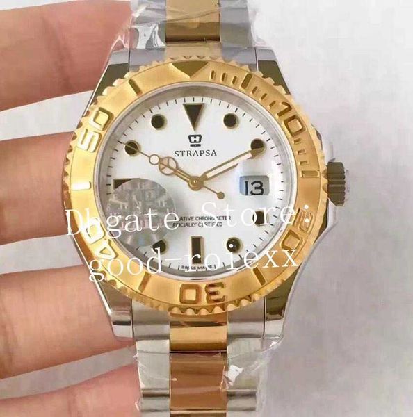 

factory mens automatic eta 2836 movement watch men white gray dial dive gold steel watches master 16623 superlative dive jf wristwatches, Slivery;brown