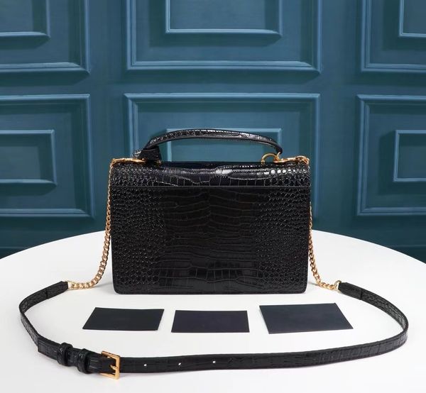 

new designer luxury crocodile pattern sunset leather female shoulder with zipper messenger bag