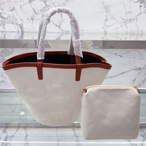 

designer women canvas couffin large paris bags in denim and leather bucket bag fan-shaped design beach totes