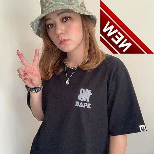 

new fashion brand bap round neck short sleeve t-shirt ape head men's and women's same loose casual couple versatile half sleeve te, White;black