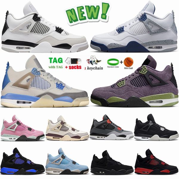 

4 basketball shoes for men women jumpman 4s military black white oreo university blue noir canvas cat fire red thunder midnight navy peach