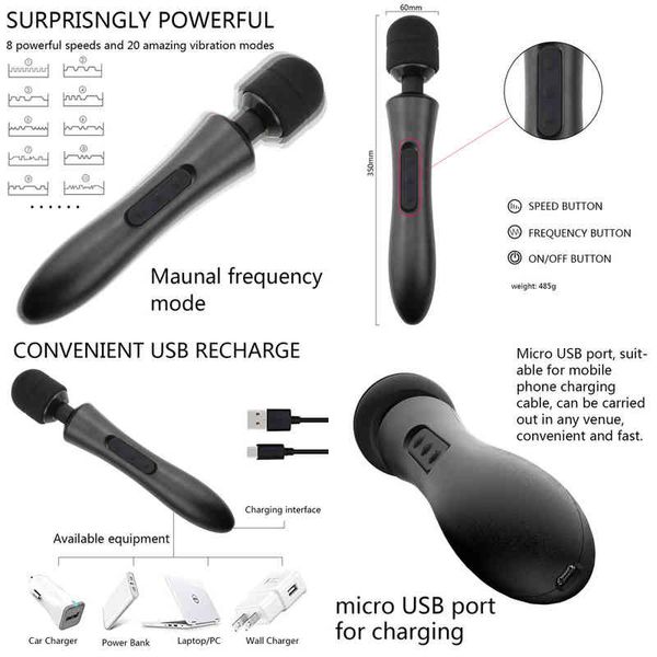 Nxy Vibratoren Man Nuo Leistungsstarker Super Big Body Massagegerät Vibrator Starke Vibration Sexspielzeug für Frauen Klitoris Stimulator Erwachsene Av 220505