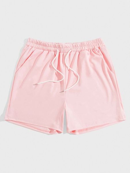 

romwe guys solid drawstring shorts 5`` e3gq#, White;black