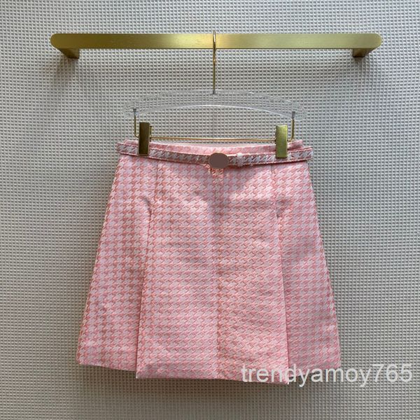 

skirts thousand bird check a-shaped skirt sweet age reduction fresh high waist thin crimp end in spring and summer, Black