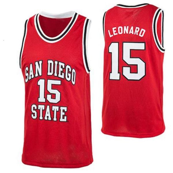 CHEN37 Редкие мужчины Молодые женщины Винтаж Сан-Диего штат Red #15 Kawhi Leonard Aztecs Basketball Jersey Size S-6xl или пользовательский