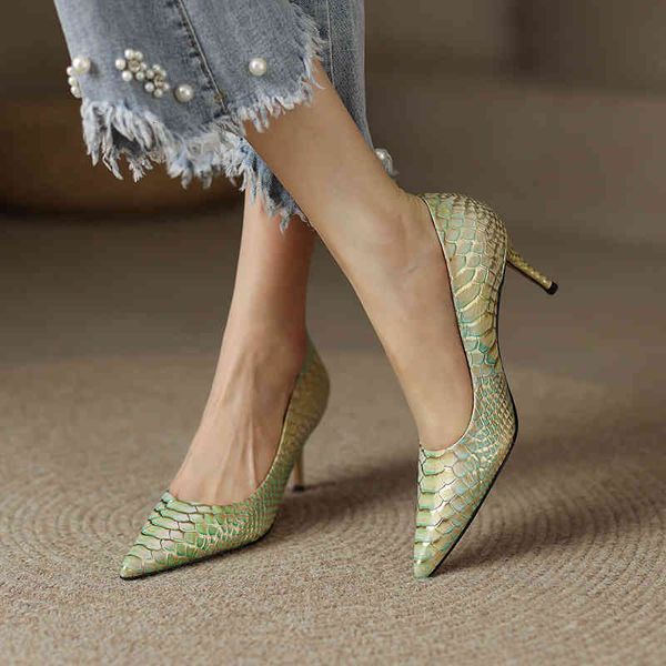 

sandals spring simple shallow mouth pointed thin heel single shoes korean snake pattern covered foot temperament shoes o9ur, Black