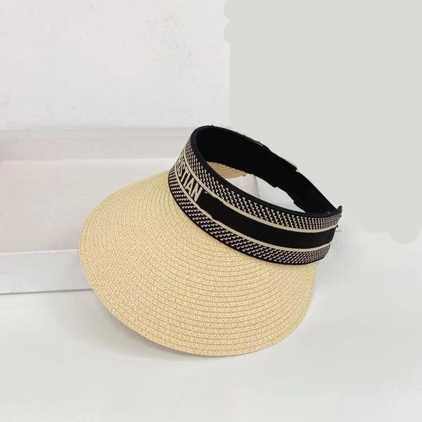 

summer luxury designer visors sun hat woman anti uvfemale hats fishing visor cap fashion triangle letter emptycaps casual straw shade beach, Blue;gray