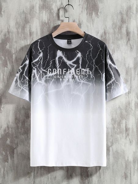 

men lightning & letter graphic ombre tee f7ja#, White;black