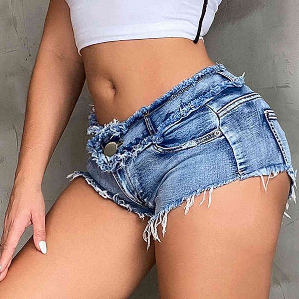 

summer 4009# stretch women's jeans shorts with holes, Blue