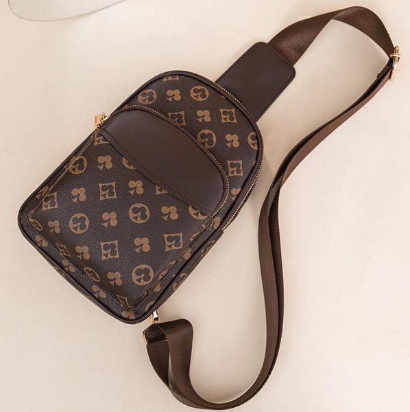 

factory sales men leathers shoulder bags retro printed chest bag simple atmosphere contrast outdoor leisure leather backpack street trend pl