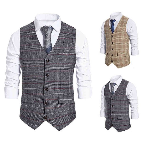 

men's vests european men's plaid single breasted vest suit m06p45 qb94, Black;white