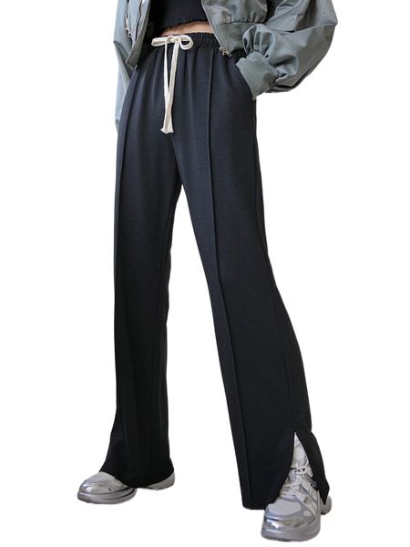 

dazy knot front split hem sweatpants 30fw#, Black;white