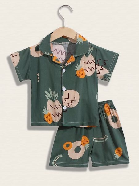 

toddler boys pineapple print pj set she, Blue;red