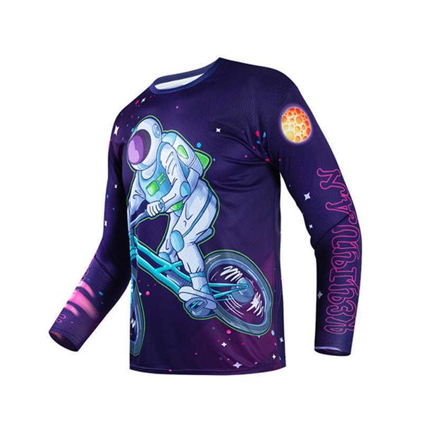 

men's printed new long sleeve cycling quick drying clothes cross-country motorcycle t-shirt mountain bike shirt unisex, Gray;blue