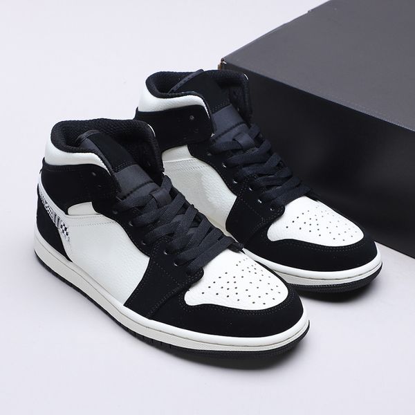 

brand shoes jumpman 1 1s og mens mid equality basketball luxury designer black white lychee skin north carolina womens running sports sneake