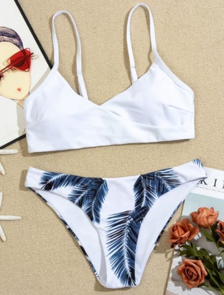 

bikini sets women's swimsuit summer swimwear floral random print set push-up bathing suit female beachwear swimming strappy padded over, White;black