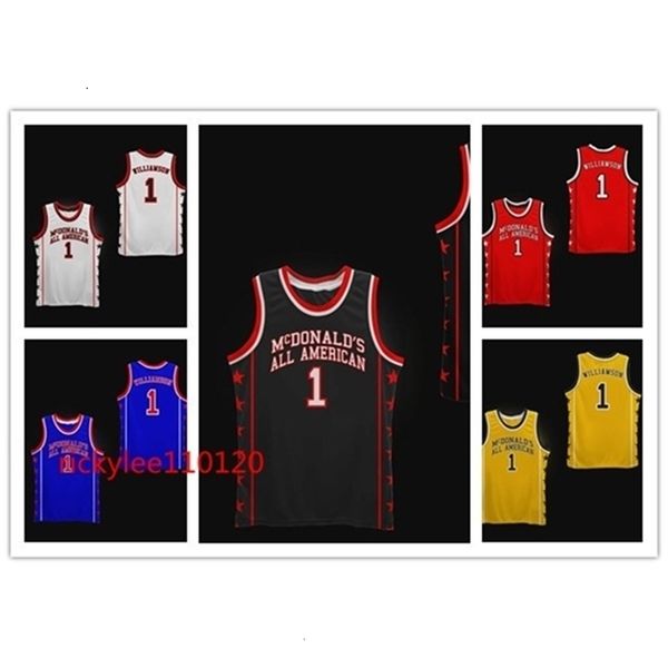 

nc01 basketball jersey college zion williamson macdonald all american basketball jersey throwback jersey stitched embroidery size s-5xl, Black