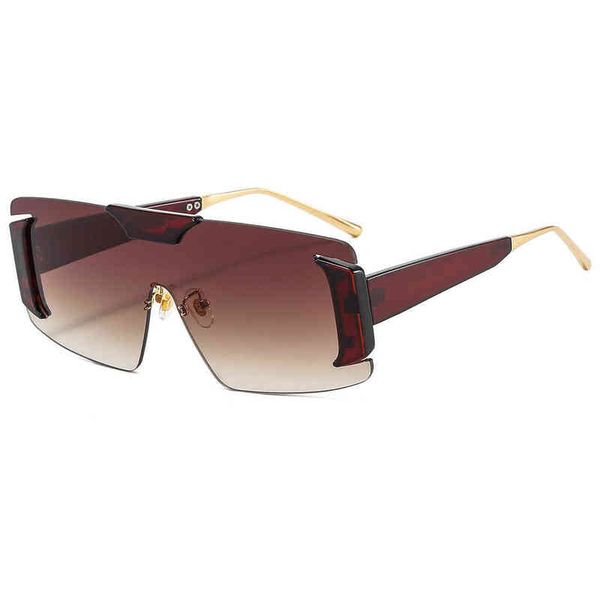

new personalized frameless one piece men's and women's versatile outdoor modern luxury brand designer punk sunglasses fashion shad, White;black