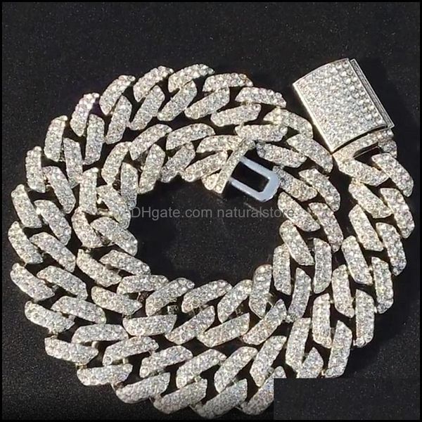 

chains necklaces pendants jewelry iced out miami cuban link chain gold sier men hip hop necklace 16inch 18inch 20inch 22inch 24inch 18mm, Silver